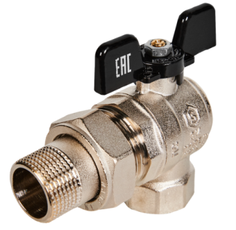 SVB-0008-200020 STOUT Кран шаровой полнопроходной угловой с американкой, ВР/НР, ручка бабочка 3/4