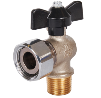 SVB-0010-001520 STOUT Кран шаровой с накидной гайкой угловой, НР/накидная гайка, ручка бабоч.1/2x3/4