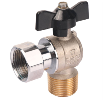 SVB-0010-000020 STOUT Кран шаровой с накидной гайкой угловой, НР/накидная гайка, ручка бабочка 3/4x3