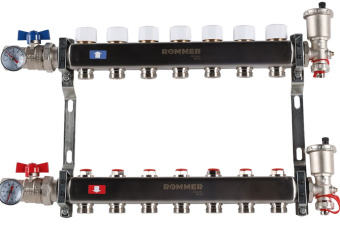 Коллекторный блок  7 краны слив в/о нерж. ROMMER